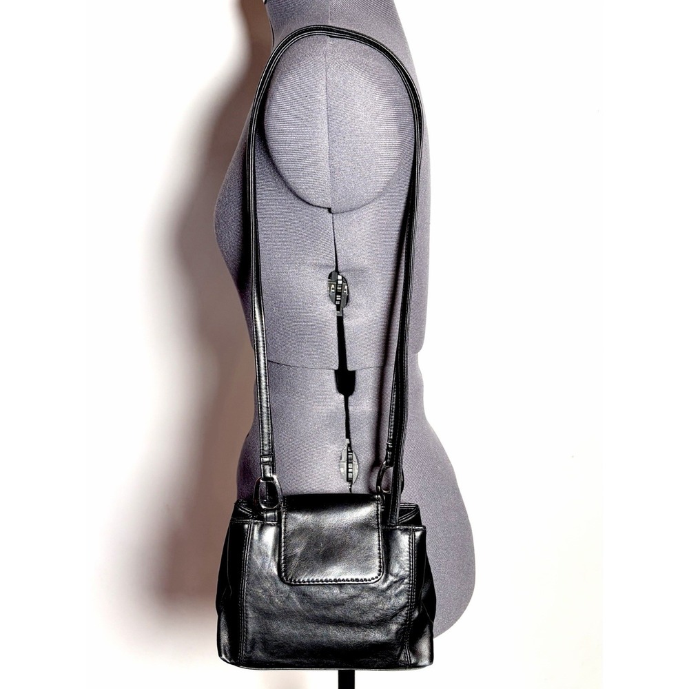 Y2K Black Leather Mini Shoulder Bag Minimalist 90s Small Purse Chic DAMAGED